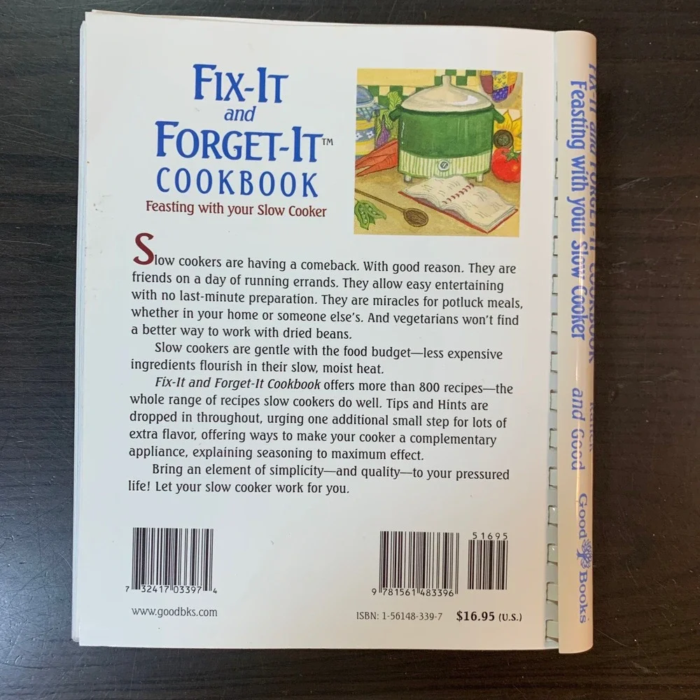 Fix-It and Forget-It Cookbook Slow Cooker Recipes Ranck Good Plastic Comb‎ 2001